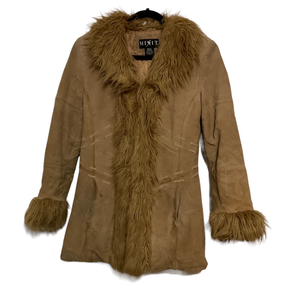 Mixit Vintage Leather Fur Jacket size M